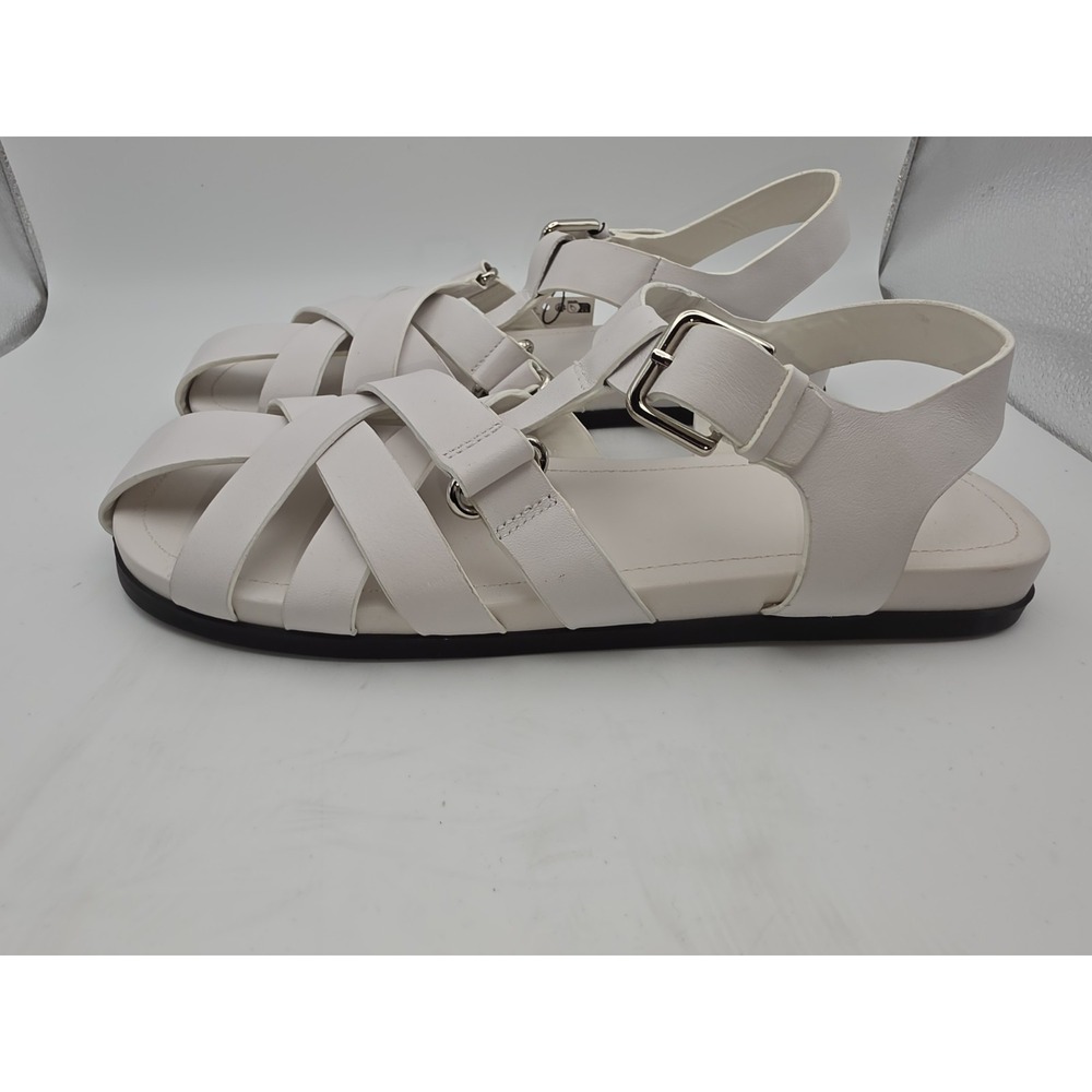 Zara White Leather Cage Fisherman Sandals Size 40 US 9 New with Tags - Picture 8 of 10